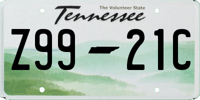 TN license plate Z9921C