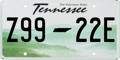 TN license plate Z9922E