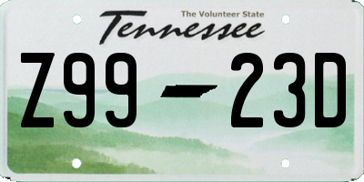 TN license plate Z9923D