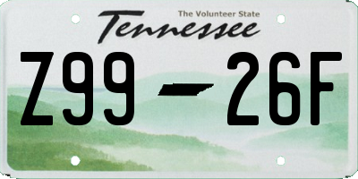 TN license plate Z9926F