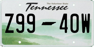 TN license plate Z9940W