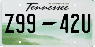 TN license plate Z9942U