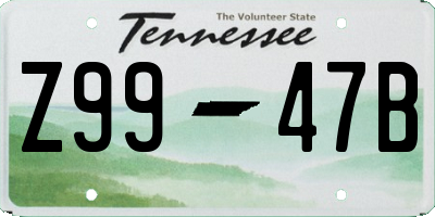 TN license plate Z9947B