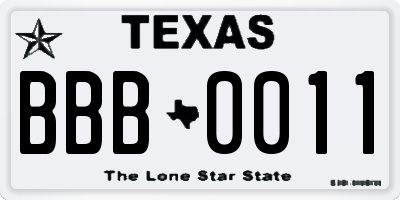 TX license plate BBB0011