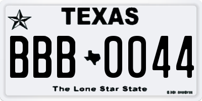 TX license plate BBB0044