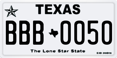 TX license plate BBB0050