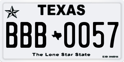 TX license plate BBB0057