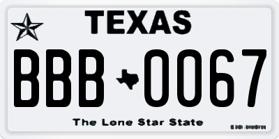 TX license plate BBB0067