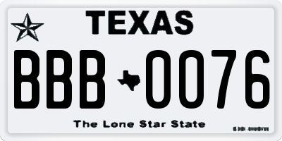 TX license plate BBB0076