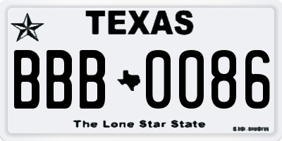 TX license plate BBB0086