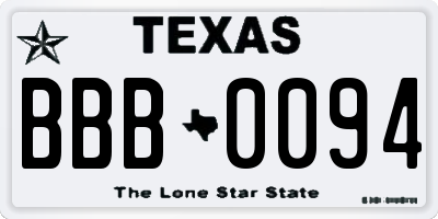 TX license plate BBB0094