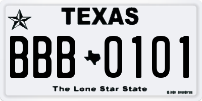 TX license plate BBB0101