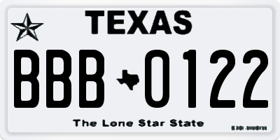 TX license plate BBB0122