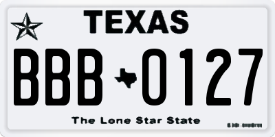 TX license plate BBB0127