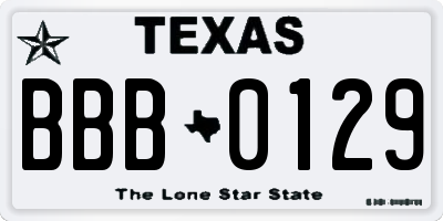 TX license plate BBB0129
