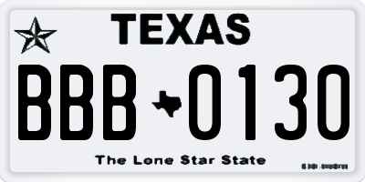 TX license plate BBB0130
