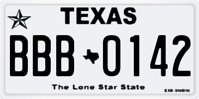 TX license plate BBB0142