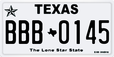 TX license plate BBB0145