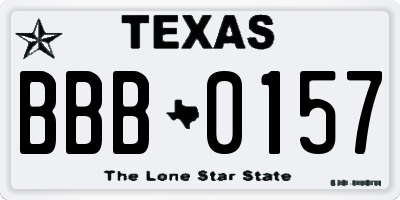 TX license plate BBB0157