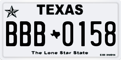 TX license plate BBB0158