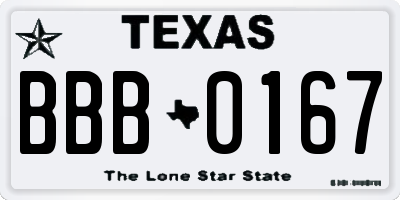 TX license plate BBB0167