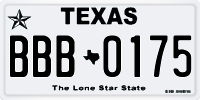 TX license plate BBB0175
