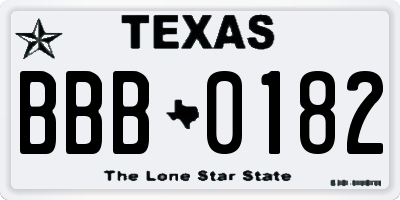 TX license plate BBB0182