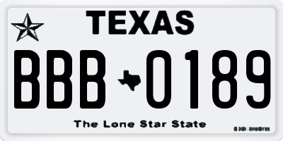 TX license plate BBB0189