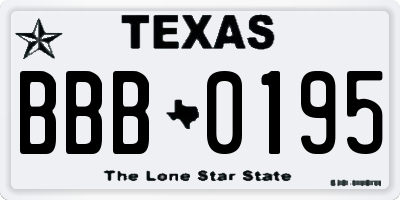 TX license plate BBB0195