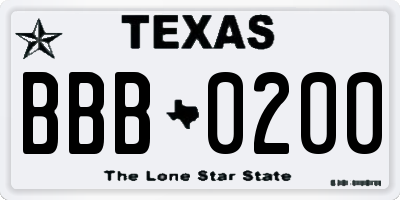 TX license plate BBB0200