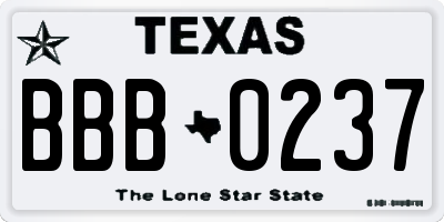 TX license plate BBB0237