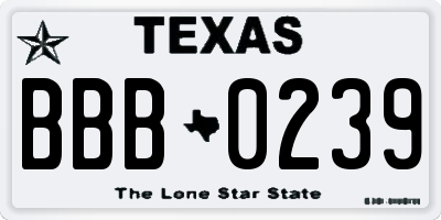 TX license plate BBB0239