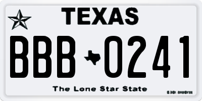 TX license plate BBB0241