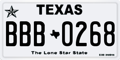 TX license plate BBB0268