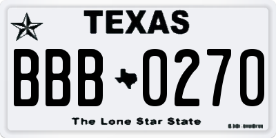 TX license plate BBB0270
