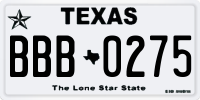TX license plate BBB0275