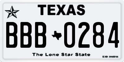 TX license plate BBB0284