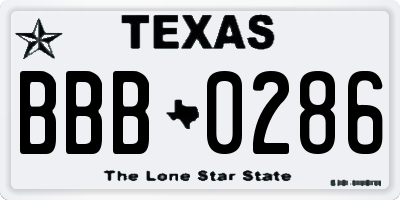 TX license plate BBB0286