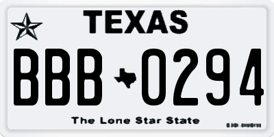 TX license plate BBB0294