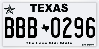 TX license plate BBB0296