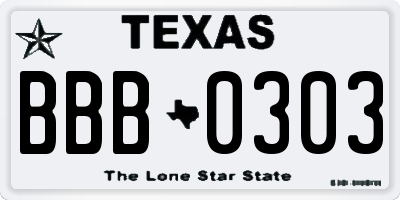 TX license plate BBB0303