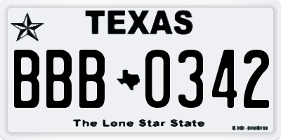 TX license plate BBB0342