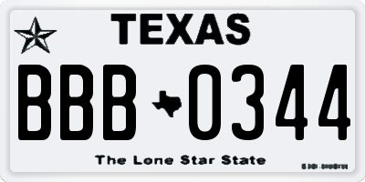 TX license plate BBB0344