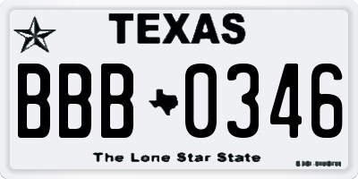 TX license plate BBB0346