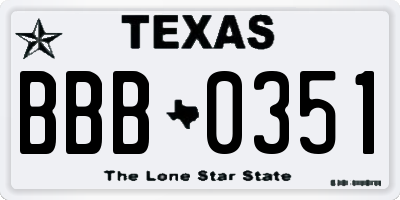 TX license plate BBB0351