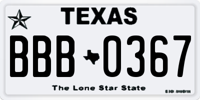 TX license plate BBB0367