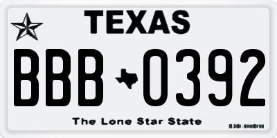 TX license plate BBB0392