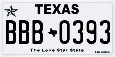 TX license plate BBB0393
