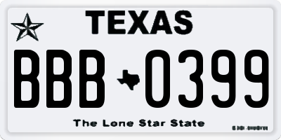 TX license plate BBB0399