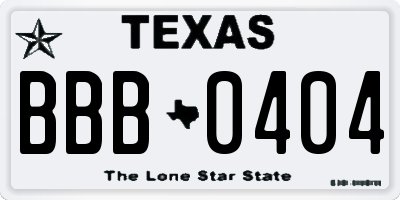 TX license plate BBB0404